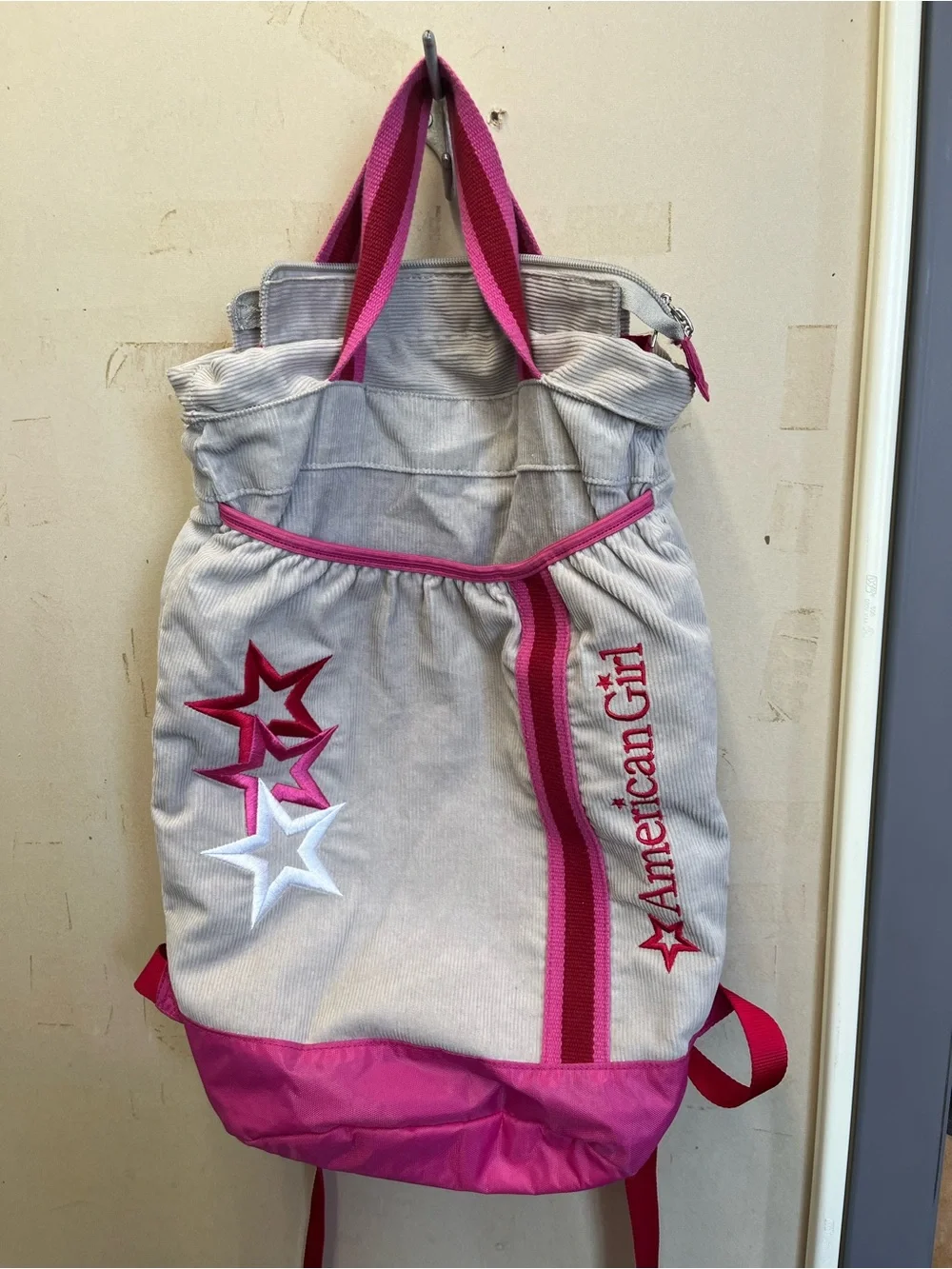 American Girl Pink & Cream Star Tote Backpack/ doll carrier